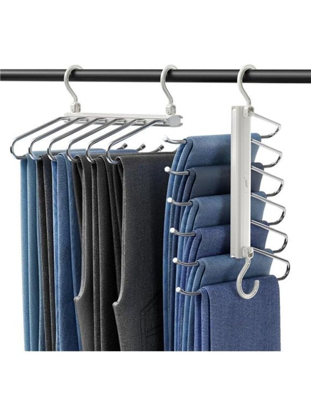 Space Saving Pants Hanger 2 Pack Multi Layer Closet Organizer for Trousers